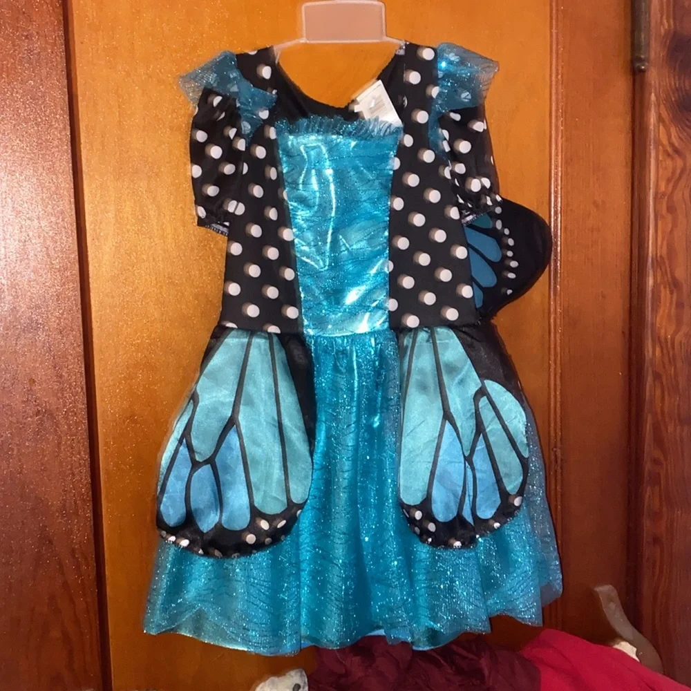 Blue and black butterfly fairy costume size 4